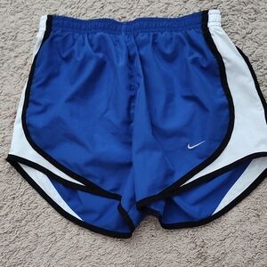 Nike Blue and White Athletic Shorts with Dolphin Hem